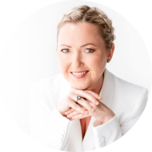 Head shot of Valeria Savenko in a circular frame